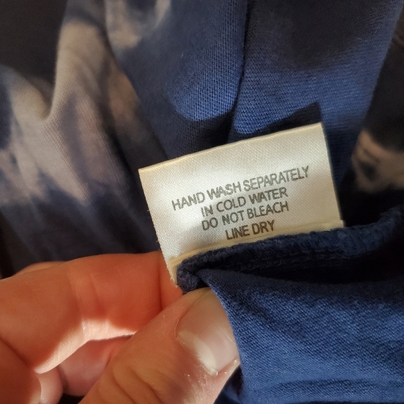 Greater Good Women's Navy Blue and White Tie-Dye Crochet Tank Top Size Large - Picture 15 of 16